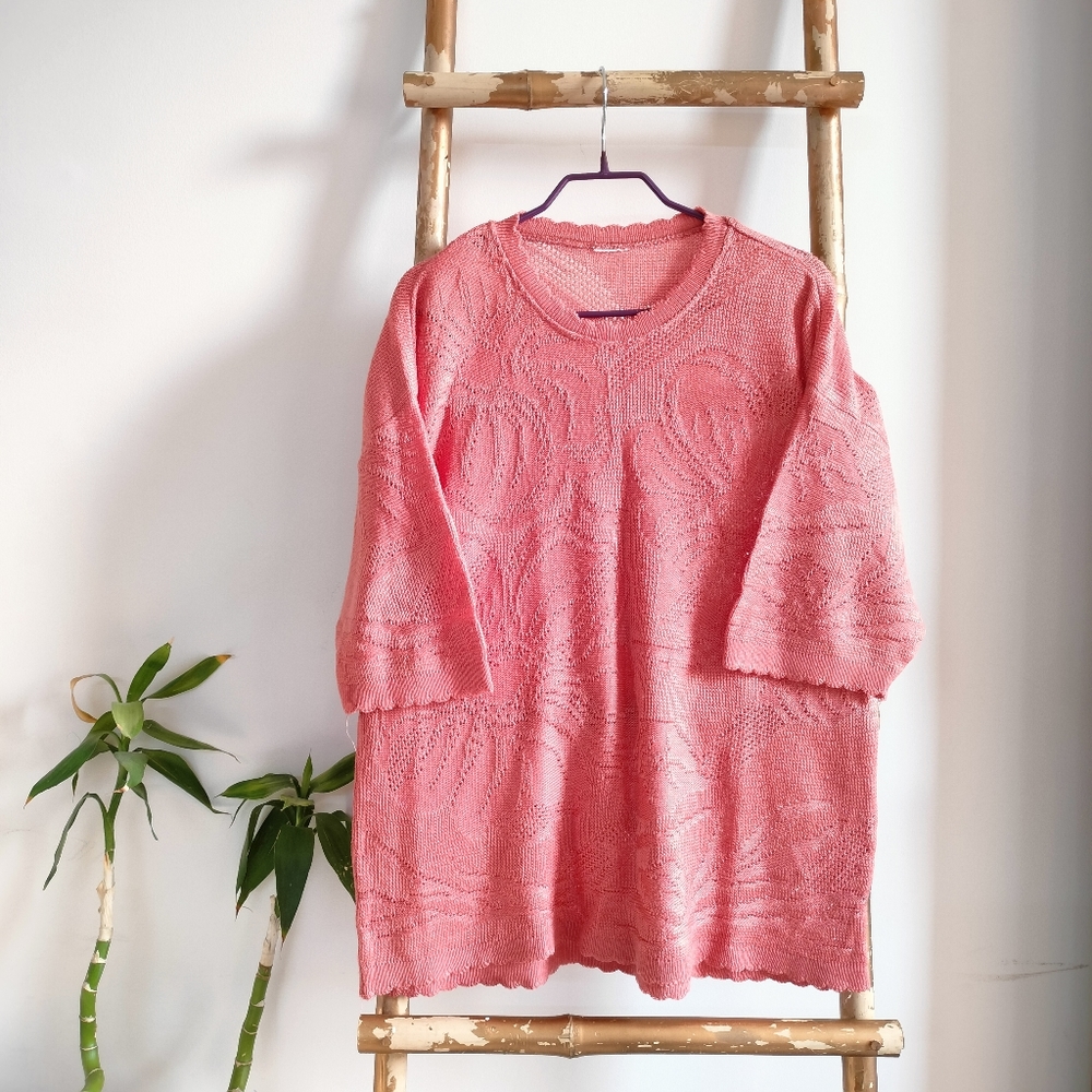Vintage Retro Finely Knitted Short Sleeve Blouse - Picture 9 of 16
